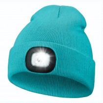 Beanie-Mütze mit LED Licht Universalgrösse Türkis