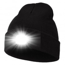 Beanie-Mütze mit LED Licht Universalgrösse Schwarz