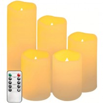 5 Stück Flammenlose LED Kerzen mit Fernbedienung und Timer Funktion