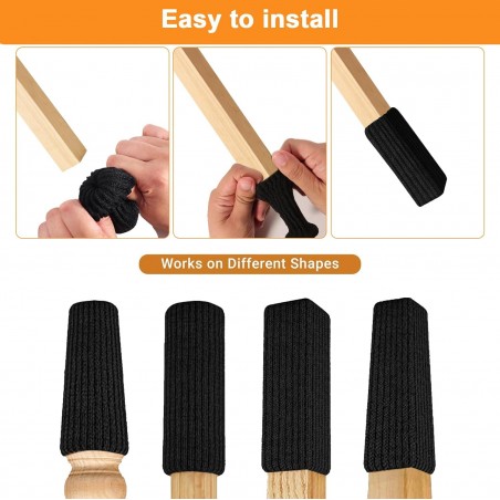 Stuhlsocken, Stuhlbeinsocken, 4 Stück, Schwarz