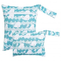 2 Stück Wetbag Windeltasche Set 25x20cm + 18x15cm Little Whale