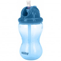 Nuby Soft Flip-It Trinkhalmflasche mit Click-It-Verschluss 360ml Blau