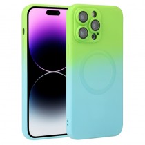 Silikon Hülle mit Farbverlauf für iPhone 15 Pro Grün, Türkis