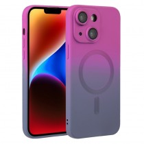 Silikon Hülle mit Farbverlauf für iPhone 15 Purple, Grau