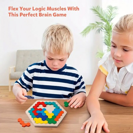 Hexagon Holzpuzzles 14-teilig Montessori