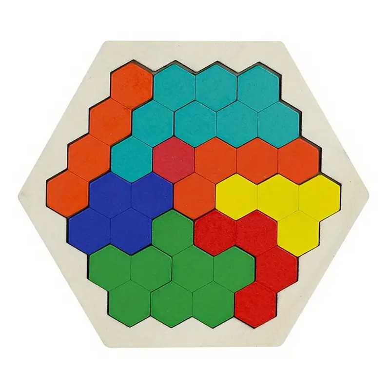 Hexagon Holzpuzzles 10-teilig Montessori